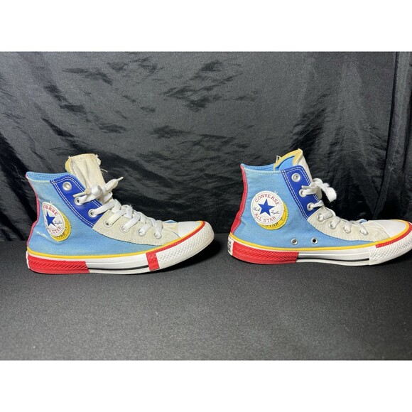 Converse Chuck Taylor All Star High Double Logo Blue Men 5 Women 7 Shoes - Picture 5 of 10